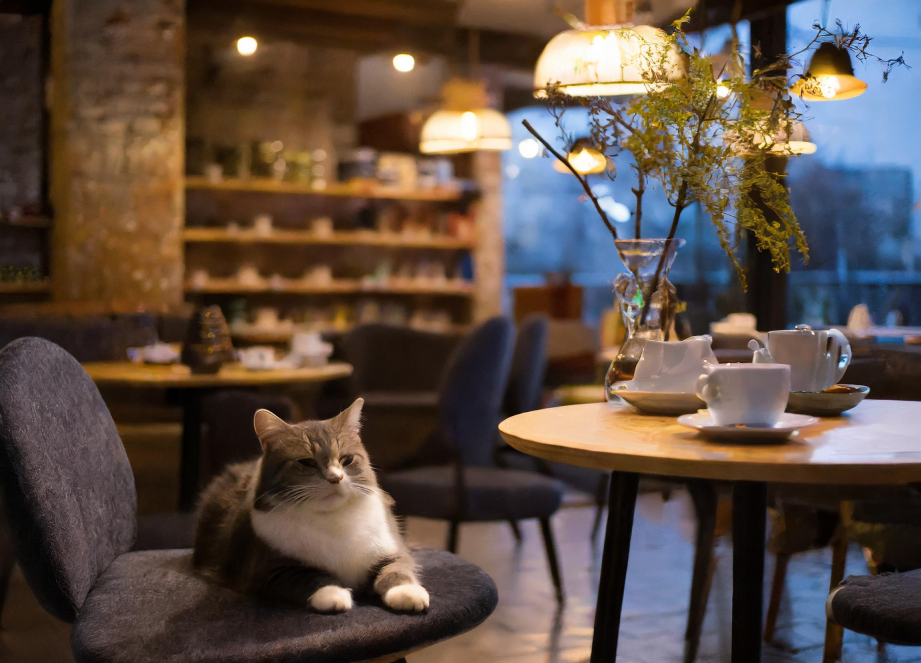 zima w mieście_kot w kociej kawiarni